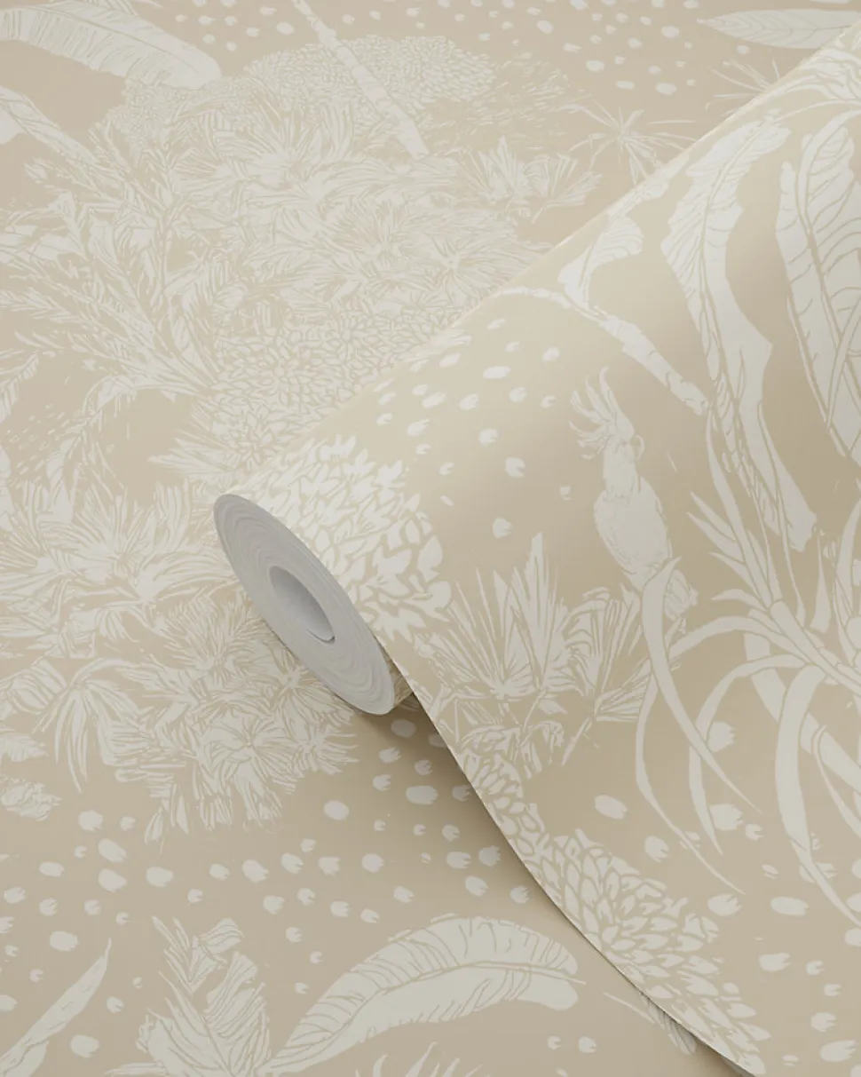ESTAhome papier peint feuilles tropicales beige clair - 50 x 900 cm - 139888
