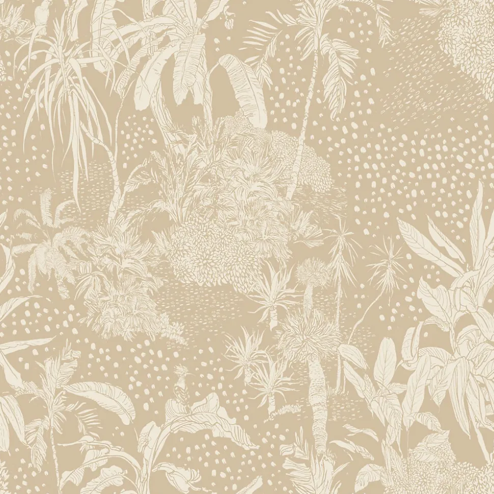 ESTAhome papier peint feuilles tropicales beige clair - 50 x 900 cm - 139888