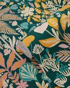 ESTAhome papier peint feuilles et fleurs tropicales multicolore - 0.53 x 10.05 m - 130946