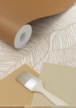 ESTAhome papier peint feuilles dessinées beige - 53 cm x 10.05 m - 139352