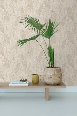 ESTAhome papier peint feuilles dessinées beige - 53 cm x 10.05 m - 139352