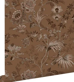 ESTAhome papier peint fleurs vintage marron terracotta - 50 x 900 cm - 139403