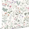 ESTAhome papier peint fleurs des champs violet, rose et vert - 53 cm x 10.05 m - 139482