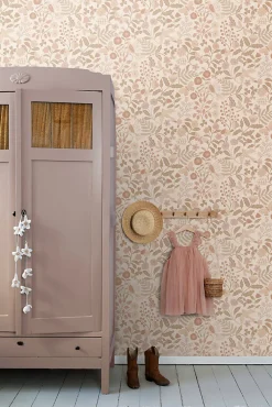 ESTAhome papier peint fleurs et oiseaux beige et rose clair - 53 cm x 10.05 m - 139868