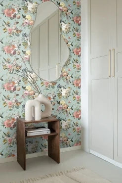 ESTAhome papier peint fleurs vintage vert grisé - 53 cm x 10.05 m - 139366