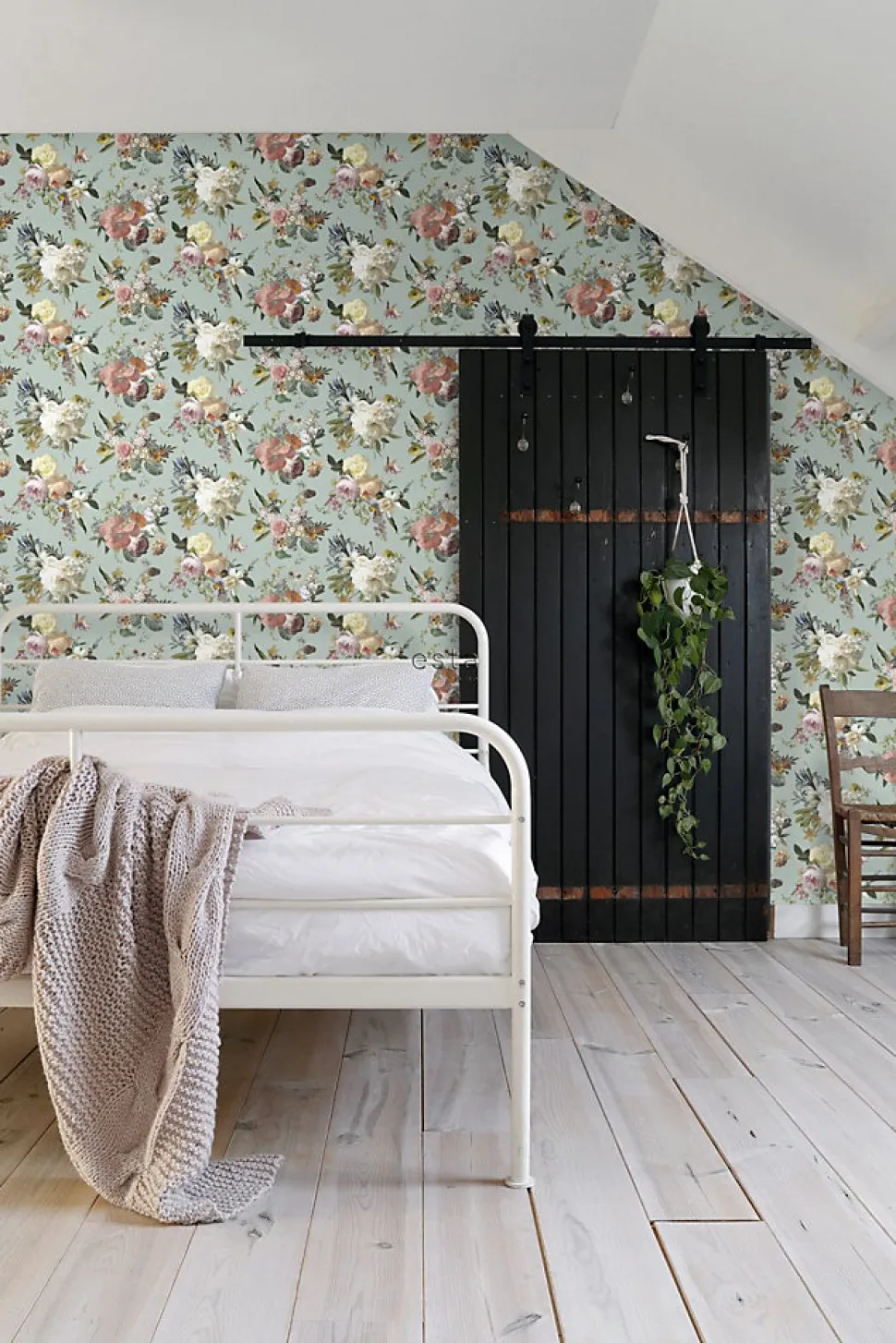 ESTAhome papier peint fleurs vintage vert grisé - 53 cm x 10.05 m - 139366