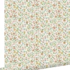 ESTAhome papier peint fleurs jaune ocre, rose clair et terracotta - 53 cm x 10.05 m - 139467