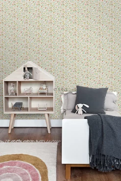 ESTAhome papier peint fleurs jaune ocre, rose clair et terracotta - 53 cm x 10.05 m - 139467