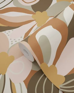ESTAhome papier peint fleurs terracotta et rose clair - 50 x 900 cm - 139629