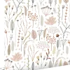 ESTAhome papier peint fleurs des champs rose clair, gris et terracotta - 53 cm x 10.05 m - 139702