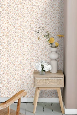 ESTAhome papier peint fleurs rose, terracotta et violet - 53 cm x 10.05 m - 139579