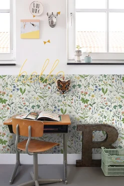 ESTAhome papier peint fleurs des champs multicolore sur blanc - 53 cm x 10.05 m - 139390
