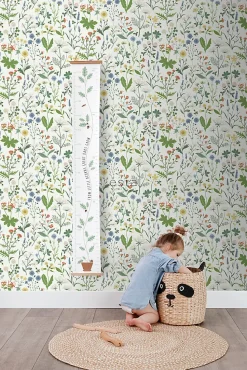 ESTAhome papier peint fleurs des champs multicolore sur blanc - 53 cm x 10.05 m - 139390