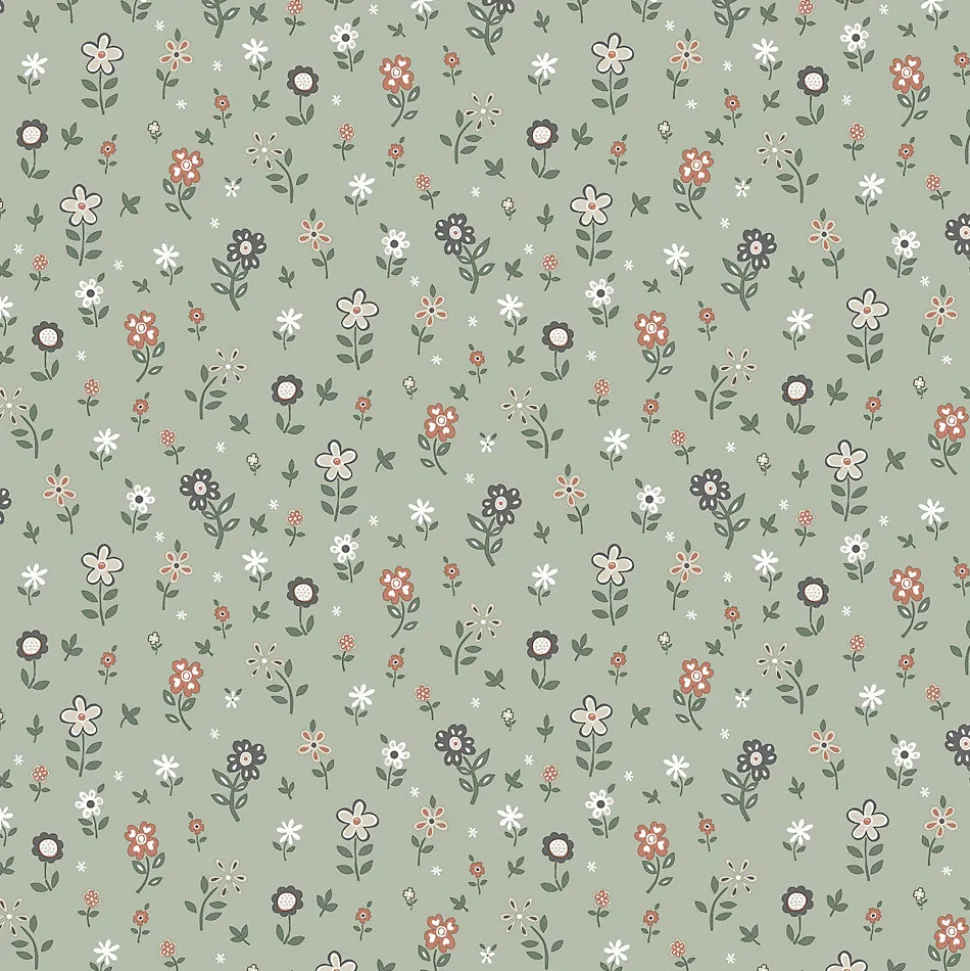 ESTAhome papier peint fleurs vert grisé - 53 cm x 10.05 m - 139287