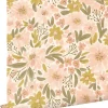 ESTAhome papier peint fleurs rose clair, jaune ocre et vert grisé - 50 x 900 cm - 130924