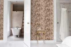 ESTAhome papier peint fleurs et oiseaux vieux rose - 50 x 900 cm - 139809