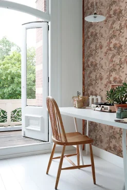 ESTAhome papier peint fleurs et oiseaux vieux rose - 50 x 900 cm - 139809