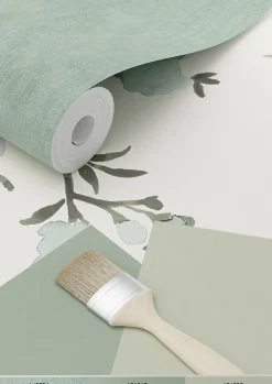 ESTAhome papier peint fleurs de cerisier beige et violet - 53 cm x 10.05 m - 148715