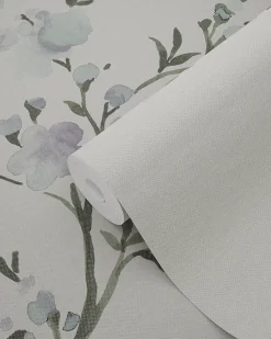 ESTAhome papier peint fleurs de cerisier beige et violet - 53 cm x 10.05 m - 148715