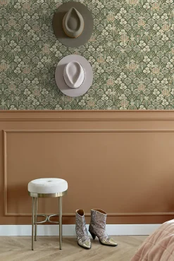 ESTAhome papier peint fleurs vintage de style art nouveau vert foncé - 50 x 900 cm - 130972