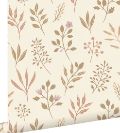 ESTAhome papier peint fleurs au style scandinave beige - 53 cm x 10.05 m - 139738