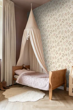 ESTAhome papier peint fleurs au style scandinave beige - 53 cm x 10.05 m - 139738