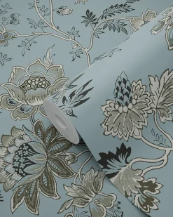 ESTAhome papier peint fleurs vintage vintage bleu - 50 x 900 cm - 139402