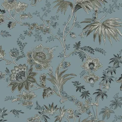 ESTAhome papier peint fleurs vintage vintage bleu - 50 x 900 cm - 139402