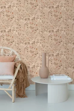 ESTAhome papier peint fleurs des champs sable beige - 53 cm x 10.05 m - 139840