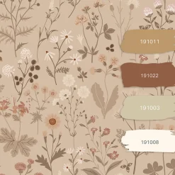 ESTAhome papier peint fleurs des champs sable beige - 53 cm x 10.05 m - 139840