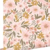 ESTAhome papier peint fleurs rose clair, jaune ocre et vert grisé - 50 x 900 cm - 130923
