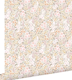 ESTAhome papier peint fleurs rose clair et beige - 53 cm x 10.05 m - 139533