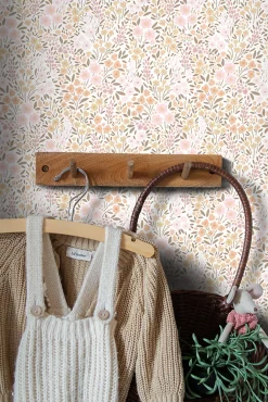 ESTAhome papier peint fleurs rose clair et beige - 53 cm x 10.05 m - 139533