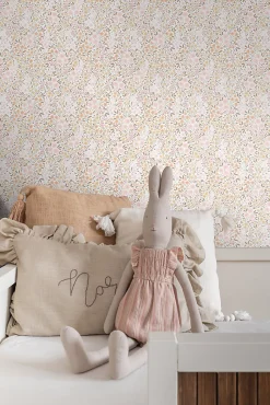 ESTAhome papier peint fleurs rose clair et beige - 53 cm x 10.05 m - 139533