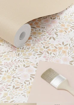 ESTAhome papier peint fleurs rose clair et beige - 53 cm x 10.05 m - 139533