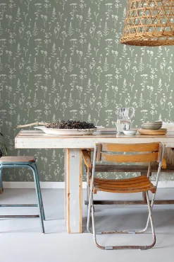 ESTAhome papier peint fleurs des champs vert jade - 50 x 900 cm - 139395