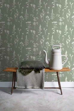 ESTAhome papier peint fleurs des champs vert jade - 50 x 900 cm - 139395