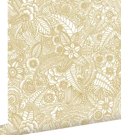 ESTAhome papier peint fleurs or - 53 cm x 10.05 m - 139549