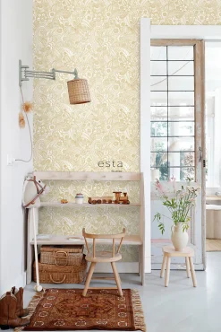ESTAhome papier peint fleurs or - 53 cm x 10.05 m - 139549