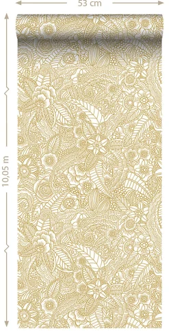 ESTAhome papier peint fleurs or - 53 cm x 10.05 m - 139549