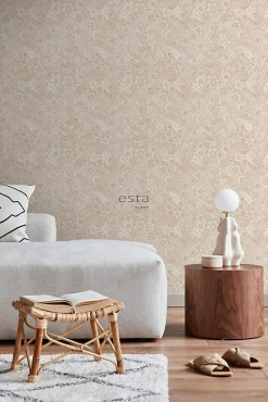 ESTAhome papier peint fleurs beige - 53 cm x 10.05 m - 139547