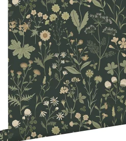 ESTAhome papier peint fleurs des champs vert foncé - 50 x 900 cm - 139843