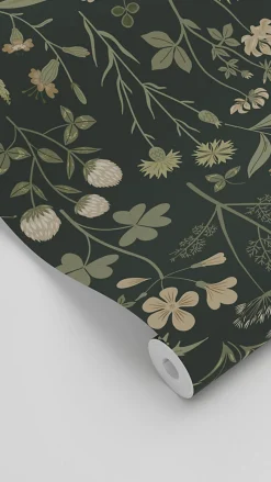ESTAhome papier peint fleurs des champs vert foncé - 50 x 900 cm - 139843