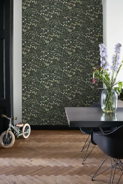 ESTAhome papier peint fleurs des champs vert foncé - 50 x 900 cm - 139843