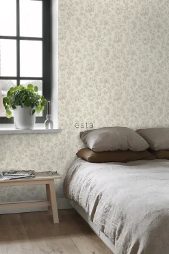 ESTAhome papier peint fleurs élégantes marron - 53 cm x 10.05 m - 127626