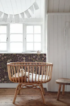 ESTAhome papier peint fleurs et oiseaux violet aubergine, vert olive grisé et lilas violet - 53 cm x 10.05 m - 139871