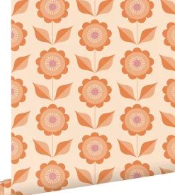 ESTAhome papier peint fleurs orange - 50 x 900 cm - 130977