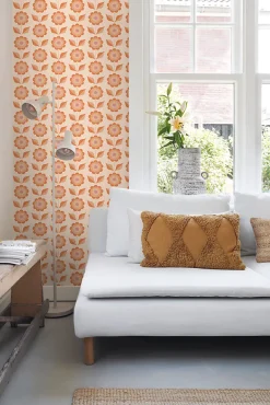 ESTAhome papier peint fleurs orange - 50 x 900 cm - 130977