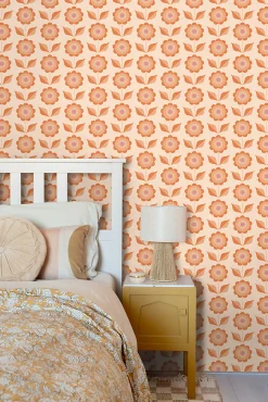 ESTAhome papier peint fleurs orange - 50 x 900 cm - 130977