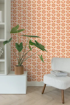 ESTAhome papier peint fleurs orange - 50 x 900 cm - 130977